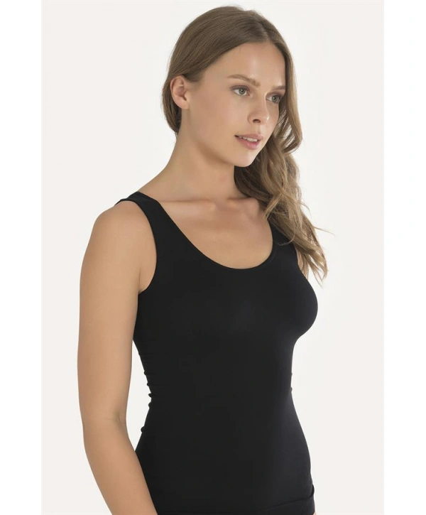 Morliva Geniş Askılı Siyah Ribana Atlet