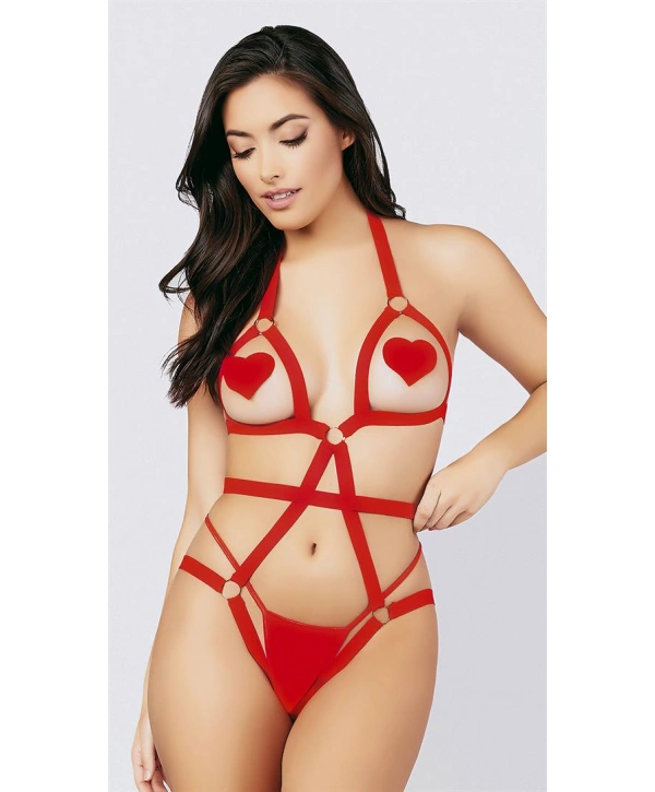 Morliva  Göğüs Bölgesi Açık Fantezi Kırmızı Harness