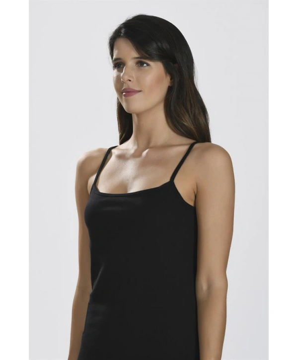 Morliva İp Askılı Siyah Ribana Atlet