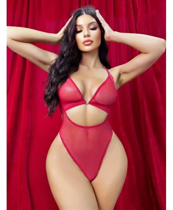 Morliva Kırmızı Transparan Fantezi Babydoll