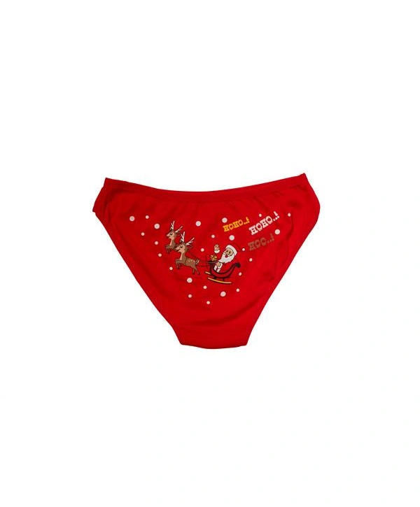 Kırmızı Yılbaşı Desenli Hoo Hoo Hoo Pamuklu Külot