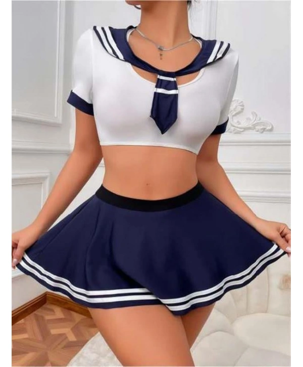 Morliva Lacivert Büstiyerli Mini Etekli Fantezi Denizci Kostümü