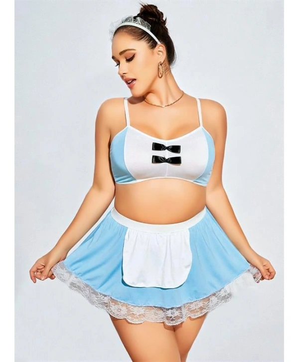 Morliva Mini Etekli Büyük Beden Fantezi Hizmetçi Kostümü