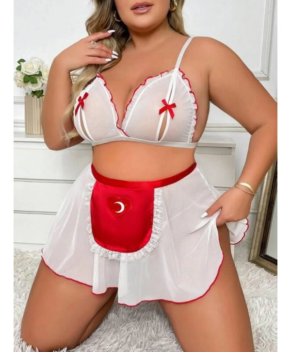 Morliva Özel Tasarım Büyük Beden Fantezi Hemşire Kostümü