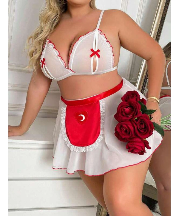 Morliva Özel Tasarım Büyük Beden Fantezi Hemşire Kostümü