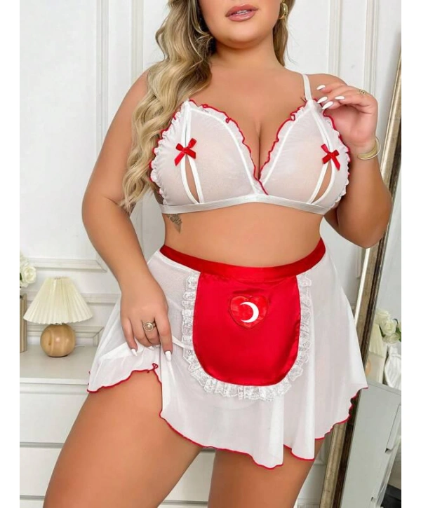 Morliva Özel Tasarım Büyük Beden Fantezi Hemşire Kostümü