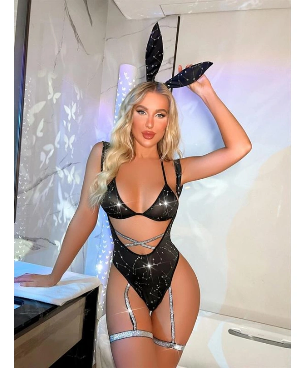 Morliva Özel Tasarım Jartiyerli Body Tavşan Kostümü