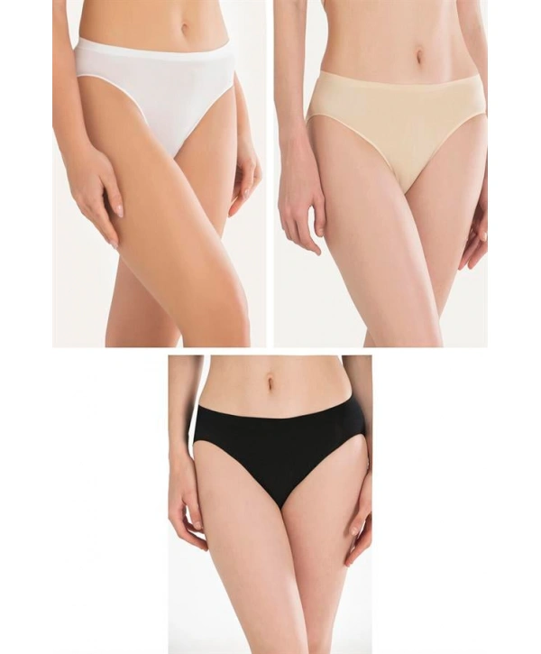 Morliva Pamuklu Siyah Beyaz Ten Rengi 3lü Külot