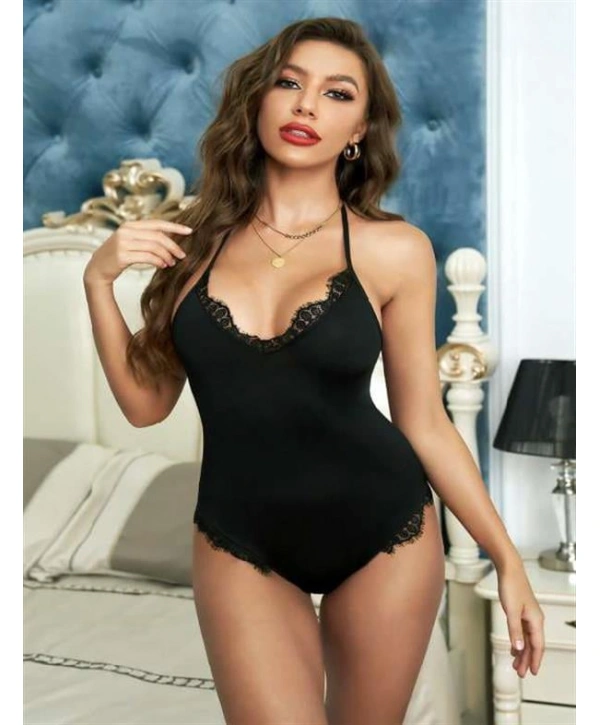 Morliva  Siyah Dantel İşlemeli Fantezi Babydoll