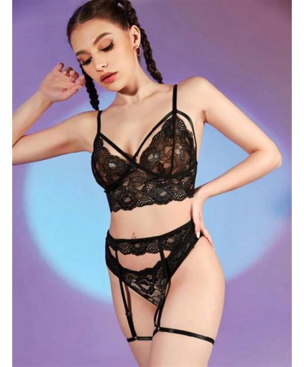 Morliva  Siyah Dantelli Fantezi Jartiyer Takım