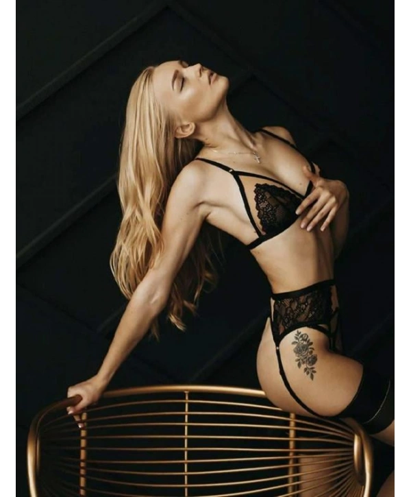 Morliva Siyah Tül Dantelli Fantezi Jartiyer Takım