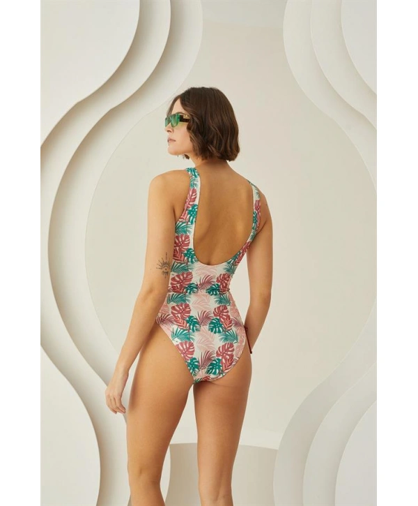 Morliva  Soft Tropikal Yandan Büzgülü Mayo