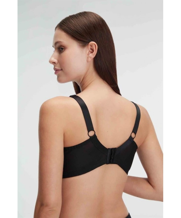 Morliva  Tüllü Balenli Desteksiz Dolgusuz Yaka Detaylı Toparlayıcı Küçültücü Sütyen