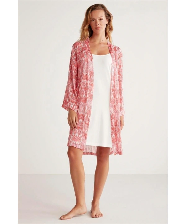 Penye Mood Desenli Sabahlık Takım