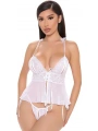 Morliva Beyaz Özel Bölgesi Açık İp Detaylı Büstiyer Fantezi Takım