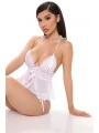Morliva Beyaz Özel Bölgesi Açık İp Detaylı Büstiyer Fantezi Takım