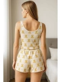 Morliva  Beyaz Üstüne Ayıcık Desenli Askılı Şortlu Pijama Takımı
