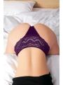 Morliva  Büyük Beden Bel Kısmı Dantelli Fantezi Mor Tanga String