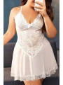 Morliva Büyük Beden Beyaz Dantel İşlemeli İnce Askılı Gecelik