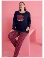 Morliva Büyük Beden Pamuklu Ayıcık Desenli Pijama Takımı