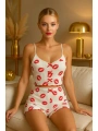 Morliva  Dudak Desenli Şortlu Pijama Takımı