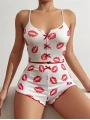 Morliva  Dudak Desenli Şortlu Pijama Takımı