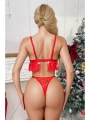 Fantezi Kırmızı Özel Yılbaşı Desenli Sütyen Tanga