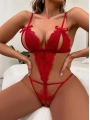 Fiyonklu Dantelli Kırmızı Fantezi Body