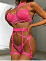 Morliva  Fuşya Dantel İşlemeli Fantezi Dolgulu Sütyen Takımı