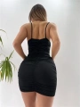 Morliva Göbek Dekolteli Büzgülü Siyah Mini Club Elbisesi