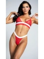 Morliva Kırmızı Dantelli Beyaz Şeritli Fantezi Sütyen Takımı