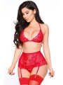 Morliva Kırmızı Dantelli Fantezi Sütyenli Jartiyer Takımı