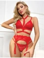 Morliva Kırmızı Dantelli İp Aksesuarlı Fantezi Jartiyer Takım