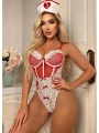 Morliva Kırmızı Fantezi Body Hemşire Kostümü