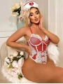 Morliva Kırmızı Fantezi Body Hemşire Kostümü
