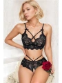 Arias Closet Özel Bölgesi Açık Seksi Bustiyerli Siyah Sütyen Külot Takım