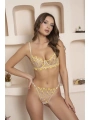 Morliva  Özel Tasarım Dantel İşlemeli Bej Sarı Çiçek Desenli Desteksiz Brode Sütyen Takımı