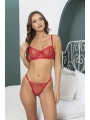 Morliva  Özel Tasarım Dantel İşlemeli Kırmızı Kalp Desenli Desteksiz Brode Sütyen Takımı