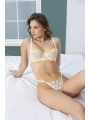 Morliva Özel Tasarım Dantel İşlemeli Sarı Papatya Çiçek Desenli Desteksiz Brode Sütyen Takımı