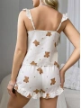 Morliva Pamuklu Ayıcık Desen Fırfırlı Askılı Şortlu Pijama Takımı
