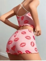 Morliva Pamuklu Kiss Öpücük Desen Pembe Şortlu Pijama Takımı