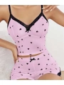 Morliva Pembe Kalp Desenli Askılı Şortlu Pijama Takım