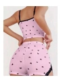 Morliva Pembe Kalp Desenli Askılı Şortlu Pijama Takım
