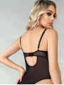 Morliva Siyah Dantel İşlemeli Özel Bölgesi Açık Fantezi Body Jartiyer Takımı