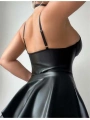 Arias Closet Siyah Fantezi Parlak Deri Şık Club Elbise