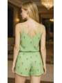 Morliva  Yeşil Çiçek Desenli Askılı Şortlu Pijama Takımı