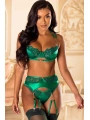 Morliva Yeşil Dantel İşlemeli Zincir Detaylı Fantezi Jartiyer Takımı