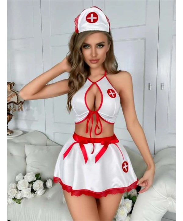 Morliva Kurdela Etekli Fantezi Hemşire Kostümü