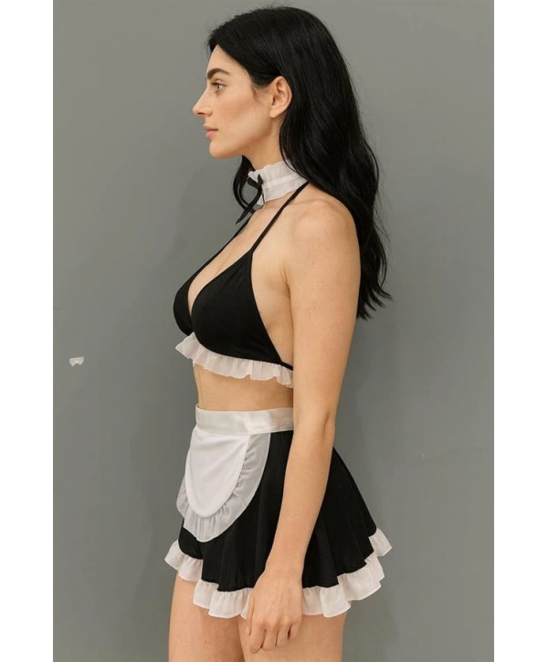 Morliva Siyah Beyaz Fantezi Seksi Hizmetçi Kostümü