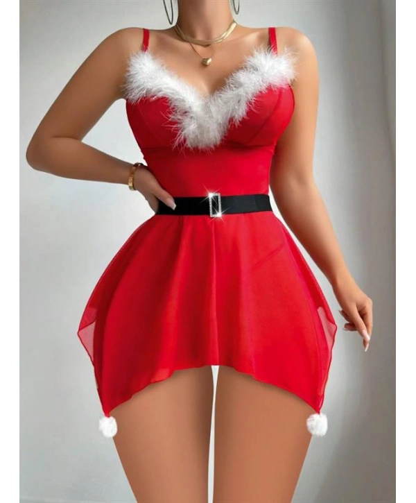 Arias Closet Yılbaşı Özel Kırmızı Fantezi Tül Gecelik